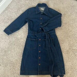 LOFT belted denim mini dress